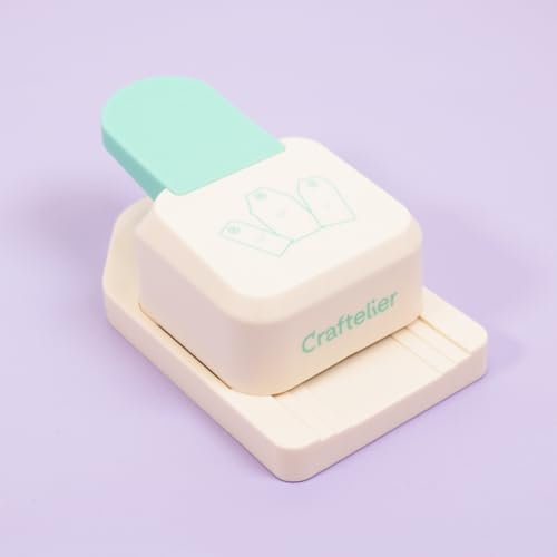 Craftelier - Perforadora papel 3 en 1 para etiquetas | Troqueladoras para manualidades y scrapbooking | Tag esencial: 3,8 cm / 5,1 cm / 6,3 cm | Esquinas rectasy detalles rectos