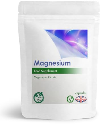 100 x Magnesium Citrate 740mg Capsules, Restless Legs Syndrome, Muscle, Nerves, Bones Support, Vegan