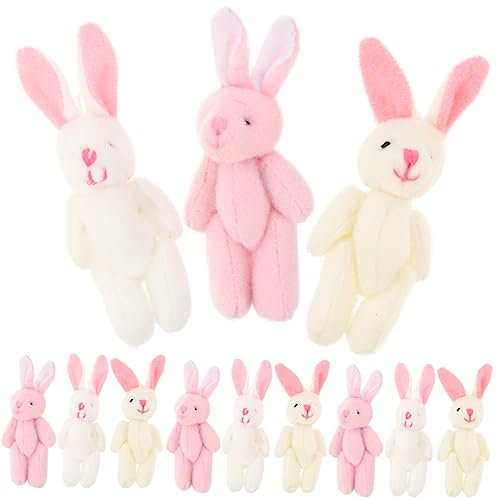 ERINGOGO 15Stücke Tiny Jointed Rabbit Plush Toy Adorable Stuffed Bunny Keychain Decoration Present for and Collectors