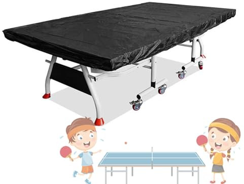 Ping Pong Tisch Abdeckung Schutzhülle für Tischtennisplatte Outdoor Indoor Klappbar Tischtennistisch Hülle UV Beständig Wasserdicht Wetterfest Oxford Tischtennis Abdeckplane (Black, 280x150x5cm)