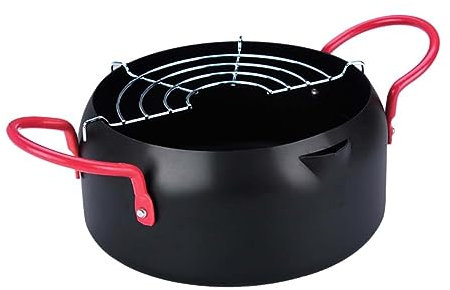 Mobestech Pentola Per Friggere in Da Padella Per Uso Friggitrice Con Filtro Pentola Per Friggere Come Pollo Tempura Compatibile Con Fornello Induzione