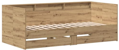 vidaXL Artisan Eiche Tagbett mit Stauraumschubladen für drinnen | Stylisches Holzwerkstoff Möbel, multifunktional, 75 x 190 cm, modernes, platzsparendes, gemütliches Bett