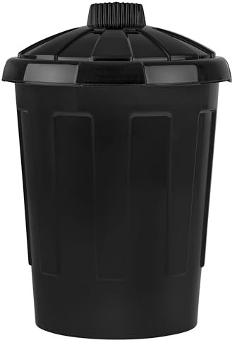 Muddy Hands 80 Litre Extra Large Black Plastic Bin with Clip Down Locking Lid Indoor Home House Kitchen Outdoor Garden Rubbish Waste Recycling Animal Feed Pet Food Storage Dustbin