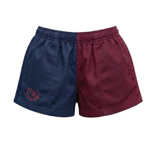 Hazy Blue Nelson - Coloured Block Shorts, Unisex Sports and Leisure - Mens Shorts/Womens Shorts (UK, Alpha, M, Regular, Regular, Burgundy/Navy)