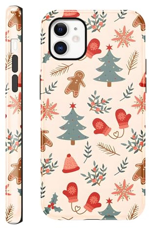 Xylota Weihnachten Handyhülle für iPhone 11 6,1'' Hülle, Aesthetic Christmas Weihnachtsbaum Muster Design Weihnachtshülle Schutzhülle, Silikon Mädchen Frauen Weihnachts Case, Lebkuchenmann 01