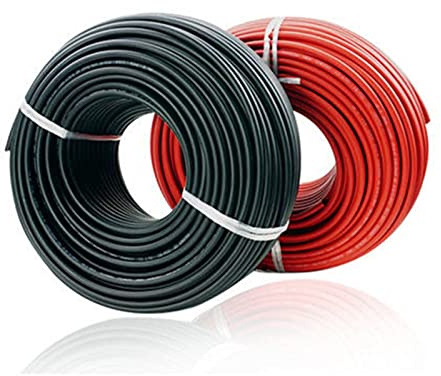 TCVCTNMZTX 4mm2 1 2AWG 50/25 Mètres/rouleau Câble solaire en cuivre rouge et noir 50m TUV PV for connexions de panneaux solaires Fil électrique(25M Red and black)