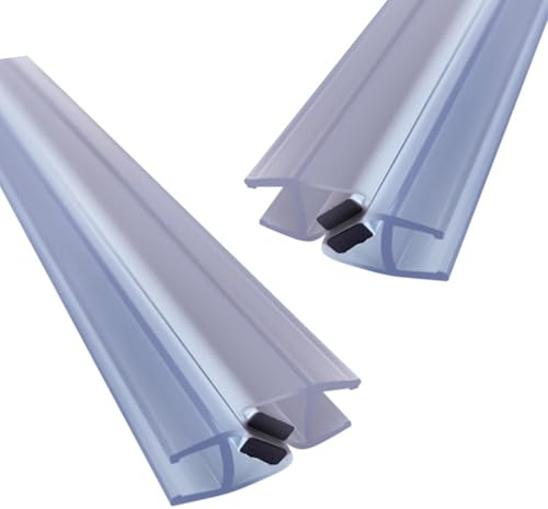 2 Pair of Magnetic Shower Door Seal Strip 50 cm (19.69 Inches) PVC Glass-to-Glass Seal for 90 and 180 Degree Shower Doors - Waterproof Durable (6mm)