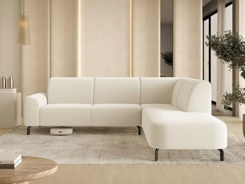 GRAINGOLD Regento Ecksofa 277x218 cm, L-Form Sofa, Sofa für Wohnzimmer, Bouclé Stoff, 4-Sitzer Eckcouch, Modernes Design (Hellbeige, Rechts)