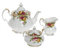 Royal Albert 652383203570 Old Country Roses 3-teiliges (Teekanne, Zucker und Sahne) Tee-Set, Knochenporzellan, Mehrfarbig