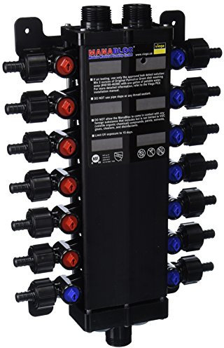 Viega 50143-1/2-Inch PureFlow Zero Lead Poly Alloy PEX Crimp Manabloc With 14 Ports - 8 Cold 6 Hot by Viega