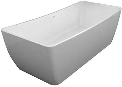 Baignoire design à poser en fonte minérale Baignoire sur pied en pierre artificielle Angulaire blanc mat ou brillant avec effet lotus sans tuyaux visibles y compris fermeture Pop Up Finition:Brillant