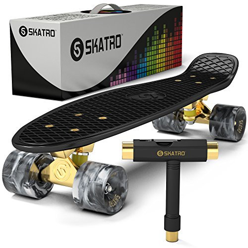 Skatro - Skateboard da tavola corta. Tavolo in plastica stile retrò da 26 cm. Viene fornito completo