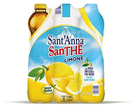 Sant'Anna SanThè 1,5L | Vero Infuso di Thè in Acqua Sant'Anna | Bottiglie 1,5L | Confezione da 6 bottiglie (Limone)