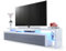 Vladon Mueble de TV Leon V3, Carcasa y Soporte Elevado en Blanco Alto Brillo/Frente en Gris de Alto Brillo con un Marco en Blanco de Alto Brillo con iluminación LED (227 x 52 x 35 cm)
