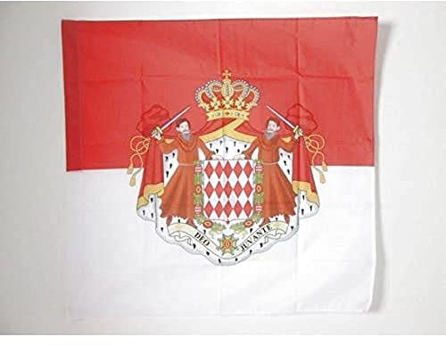 AZ FLAG - Flagge Monaco Mit Waffen - 90x90 cm - Fürstentum Monaco Fahne 90 x 90 Cm Scheide Für Mast - Flaggen