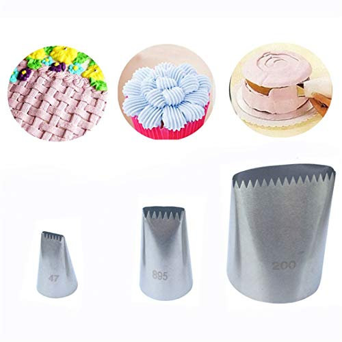 FantasyDay 3-piece Stainless Steel Piping Tips Piping Nozzles Cake Cookies Cupcake Icing Decorating Supplies Decorating Kits Frosting Icing Tips Baking Set Tools (Pattern Chart) #1