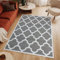 TAPISO Luxury Teppich Kurzflor Modern Marokkanisch Geometrisch Gitter Rauten Muster Grau Weiß Bordüre Wohnzimmer Schlafzimmer ÖKOTEX 200 x 300 cm