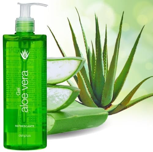 Aloe Vera Gel im großen 390 ml Spender, mit Kamillenextrakt, Feuchtigkeitspflege für Haut und Haar bei Sonnenbrand, Hautreizungen, Insektenstiche, Conditioner, After Shave