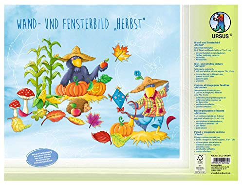 Ursus 21270099F - Wand und Fensterbild Herbst, 5 Stanzbögen in verschiedenen Motiven, ca. 24,8 x 33 cm, beidseitig Bedruckt, für eine farbenfrohe Raumgestaltung, ideal für das Kinderzimmer