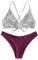 ZAFUL zweiteilig Bikini-Set mit,Sexy Spaghettiträger Gepolsterter Badeanzug mit High Cut Bikini mit Leopardenmuster (Violett-S)