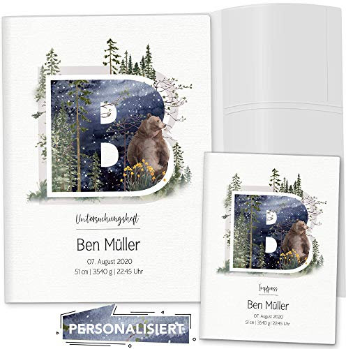OLGS U-Heft und Impfpasshülle Set individualisiert Buchstabe Untersuchungsheft Hülle & Impfpasshülle schöne Geschenkidee personalisierbar mit Namen, Geburtsdatum (Uhefthüllen, personalisiert, 01)