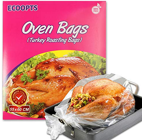 ECOOPTS - Sacchetti da forno per tacchino, grandi dimensioni, per forno, arrosto, carne, prosciutto, frutti di mare, 10 sacchetti