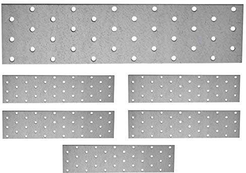 Flat Connecting Joining Plate Timber Wood Fixing Galvanised Heavy Duty Brace Bracket Perforated Metal Steel Sheet 9.45x 2.36x 0.08 (240 x 60 x 2mm) Pack of 5pcs