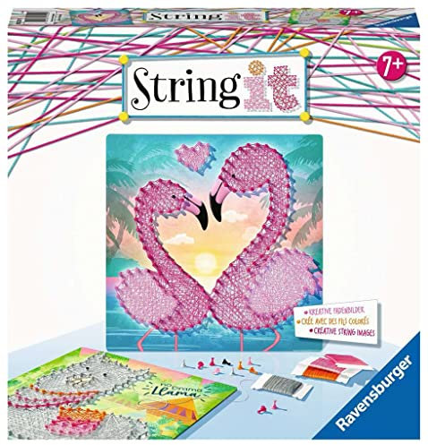 Ravensburger 18120 String it Midi Lama & Flamingo – Kreative Fadenbilder mit trendigem Lama und Flamingo kinderleicht aus Kunststoffpins und bunten Faden