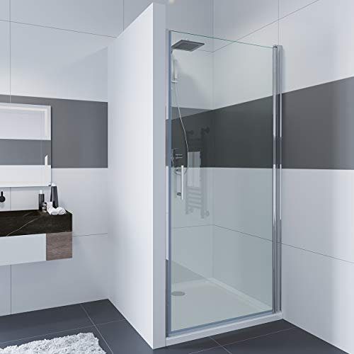 IMPTS Duschtür 75cm Pendeltür Dusche Nischentür Drehtür Einzeltür Duschabtrennung Glas Schwingtür Nische,195cm Höhe