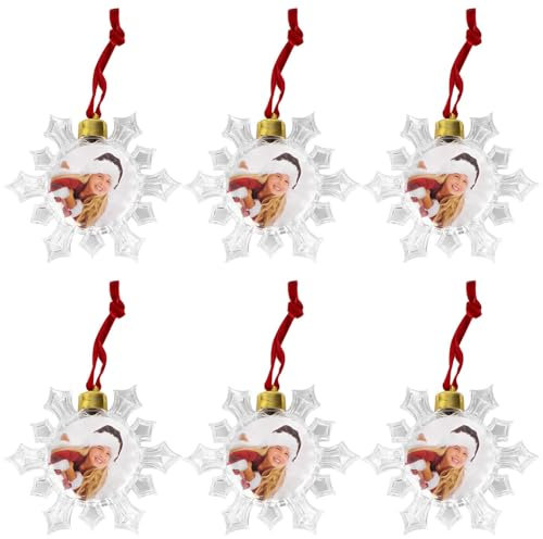 VALICLUD Addobbi Natalizi 6 Pz Natalizie Appeso Ornamento Palline Trasparenti Riempibile Ornamento per Natale Decorazioni per La Casa- Fiocco di Portafoto Natalizio