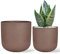 Thirtypot Lot de 2 Pots de Fleurs Ronds en Terre Cuite avec Drainage pour Plantes Grasses - Marron - 12 + 15 cm