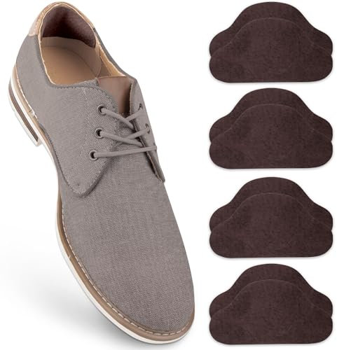 SULPO 4 Paare Echt-Leder Fersenpolster - Fersenschutz gegen Blasen & Reibung - Fersenkissen für Schuhe - Schuh Fersen Reparatur - Selbstklebende Heel Pads - Antirutsch Hackenpolster - Braun