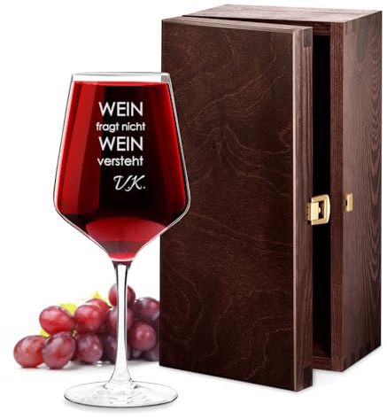 Maverton Rubin XL Weinglas mit Gravur, 490 ml, Wein Glas personalisiert | Rotweinglas Weißweinglas, Geschenke für Männer zum Geburtstag, Männergeschenke, personalisierte Geschenke