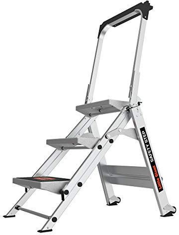 Little Giant Leitern, Sicherheitsschritt, 3-stufig, Modell 10310BAEN 150 kg, Aluminium Tritthocker mit Handlauf