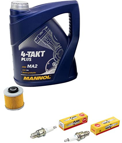 Wartungspaket Öl 4L + Ölfilter + Zündkerzen für Yamaha XV 1100 XV1100 Virago 3LP Baujahr 1989-1999