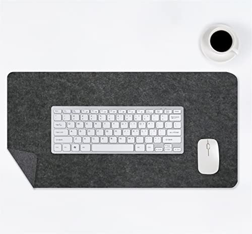 Lifup Tapis de Souris en 3mm D'épaisseur Feutre, sous Main Antidérapant, Tapis de Bureau pour Ordinateur Portable Clavier Souris Gris foncé 70x40cm