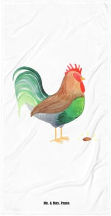 Mr. & Mrs. Panda XL Badehandtuch Hahn Korn - Geschenk, Saunahandtuch, Urlaub, Mikrofaser Handtuch, Bauernhof, Natur, Reisehandtuch, Groß, Eier, Badetuch, Henne