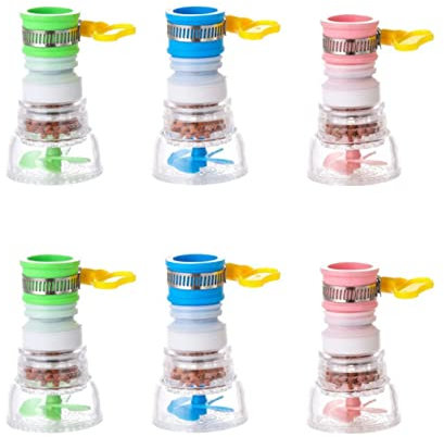 6 Pezzi Rubinetto del Filtro Dell'acqua a Carbone Attivo, Filtro Acqua Mini, Dispositivo per il Risparmio Dell'acqua del Rubinetto, Applica a Rubinetto Cucina di Casa(Tre Colori)