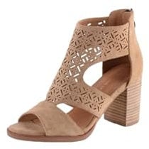 THE DIVINE FACTORY Damen Valencia Sandale mit Absatz, Taupe, 38 EU