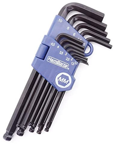 HemBorta® Llaves Allen Largas, Juego de Llaves Allen Hexagonales con Cabezal Esférico, 13 Piezas Llaves Allen Métricas 1.27-10mm