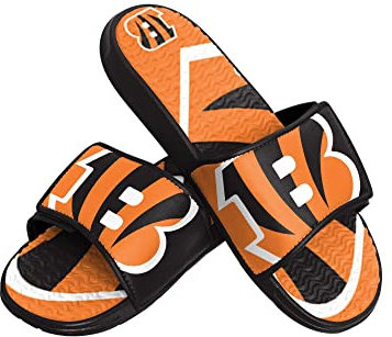 FOCO Cincinnati Bengals NFL Colorblock Big Logo Gel Slide Black Orange BadelatschenHausschuhe - M