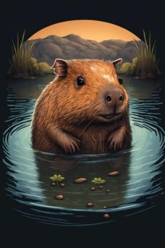 Notizbuch: Capybara Notizbuch | 6x9 Zoll DIN A5 | 100 Seiten liniert | Wasserschwein Notizheft | Nagetiere Tagebuch | Meerschweinchen Schreibheft