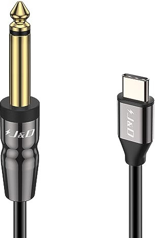 J&D Cavo Adattatore USB-C a 6,35 mm 1/4 Pollice TS Audio Mono Interconnect AUX, Compatibile con la Serie IPhone 15/16, Amplificatore, Mixer, 2 m