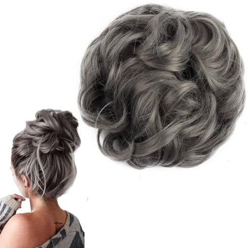 Hair Piece Messy Bun - Hair Extensions Updo Wavy with Rubber Band Synthetic Donut for Women GBFQ040