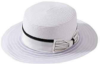 Sombrero De Paja para Mujer Sombrilla Femenina Sombrero de Verano Sombrero de Paja Personalizado (Color : Blanco, Size : Free Size)