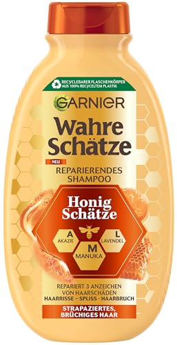 Garnier True Treases Champú reparador de miel, fortalece y nutre el cabello dañado y quebradizo; 250 ml