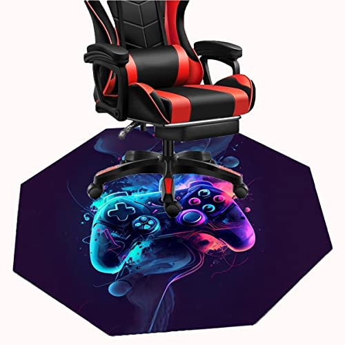 MAxba Achteckig Gaming Teppich Gamepad Bodenschutzmatte Bürostuhl Unterlage Schreibtischstuhl Stuhlunterlage Anti-Silp Bürostuhlunterlage (Color : 3, Size : 60cm)