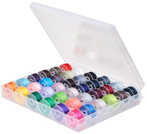 Faden & Nadel – 36 Nähmaschinenspulen mit Garn, Kunststoffspulen für Nähmaschine in Aufbewahrungsbox