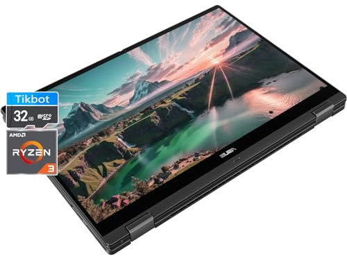 ASUS Chromebook Touchsceen Flip Laptop 2 en 1-14 pulgadas WUXGA IPS Display - AMD Ryzen 3-7320C - Teclado retroiluminado - Wi-Fi 6 - USB C - Batería de larga duración - Google Chrome (8 GB de RAM, SSD