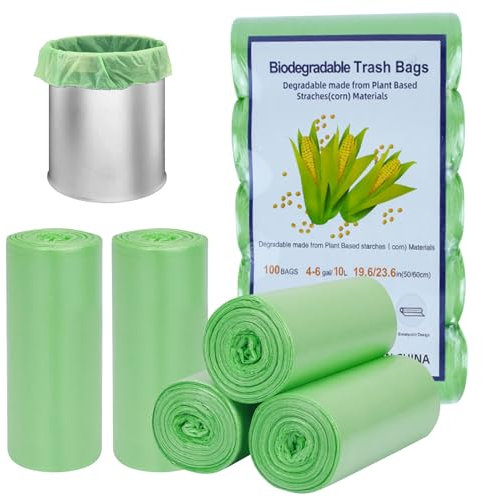 haierdidi Bio Müllbeutel 15L, 100 Stück Kompostierbare Biomüllbeutel Beutel 2.6 Gal, Recycled Thick, Biodegradable, Compostable, For Food/Household/Garden,45x50cm(15L) (15L)